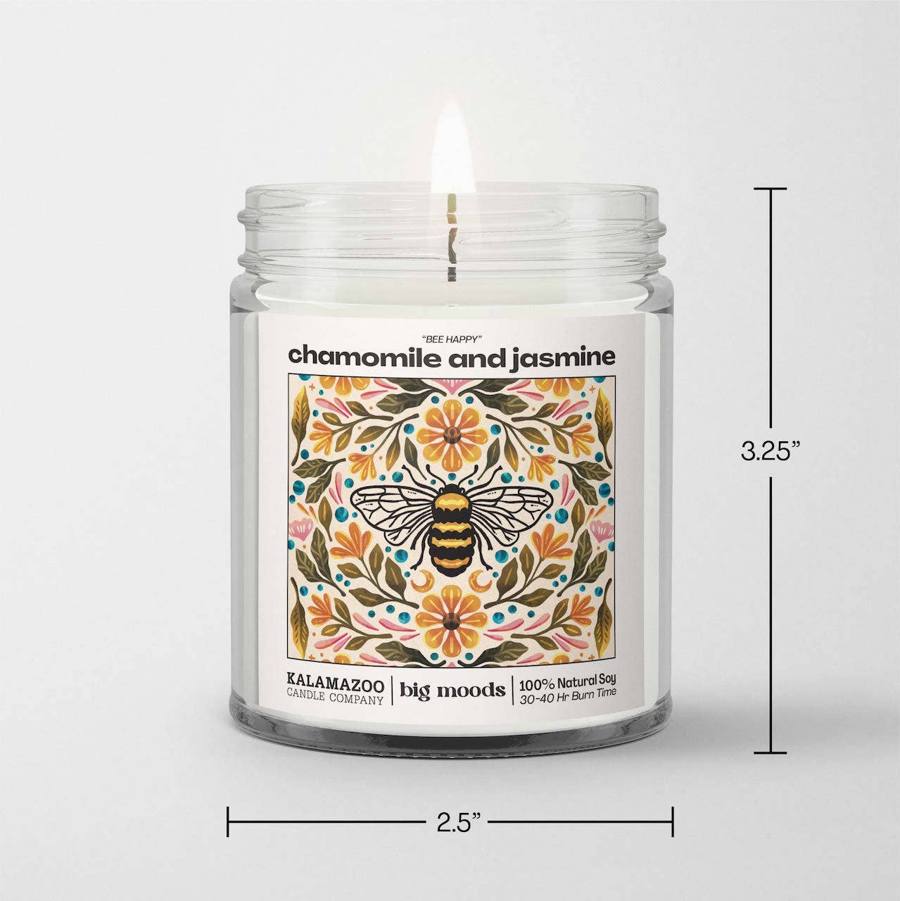 "Bee Happy" Chamomile and Jasmine - Luxury Soy Candle