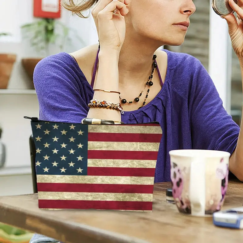 American Flag Cosmetic & Important Stuff Bag