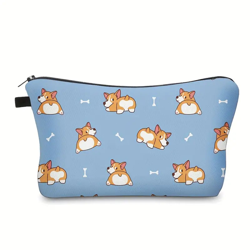 Puppy Blue Corgi Makeup Storage Bag