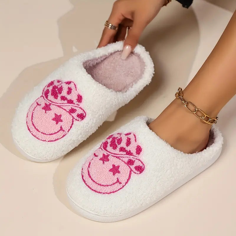 Pink Smiley Cowboy Slipper
