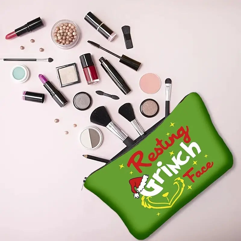 Resting Grinch Face Zipper Makeup/Storage Bag
