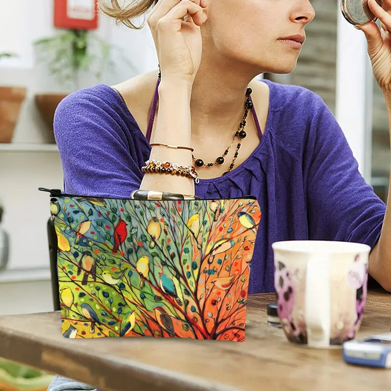 Tree Bird Oil Painting Bag
