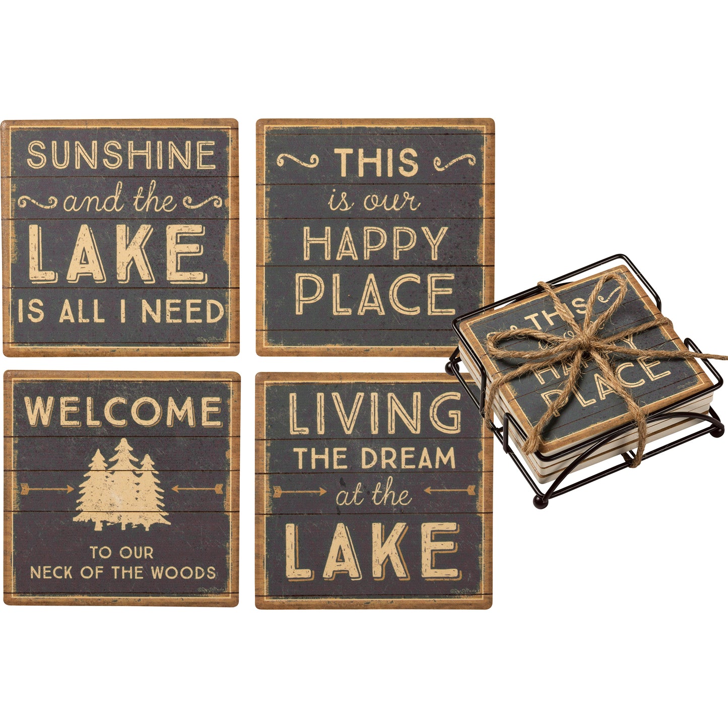 This Is Our Happy Place Lake Coaster Set