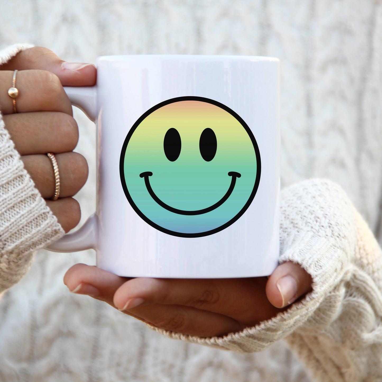 Rainbow Happy Face Coffee Cup