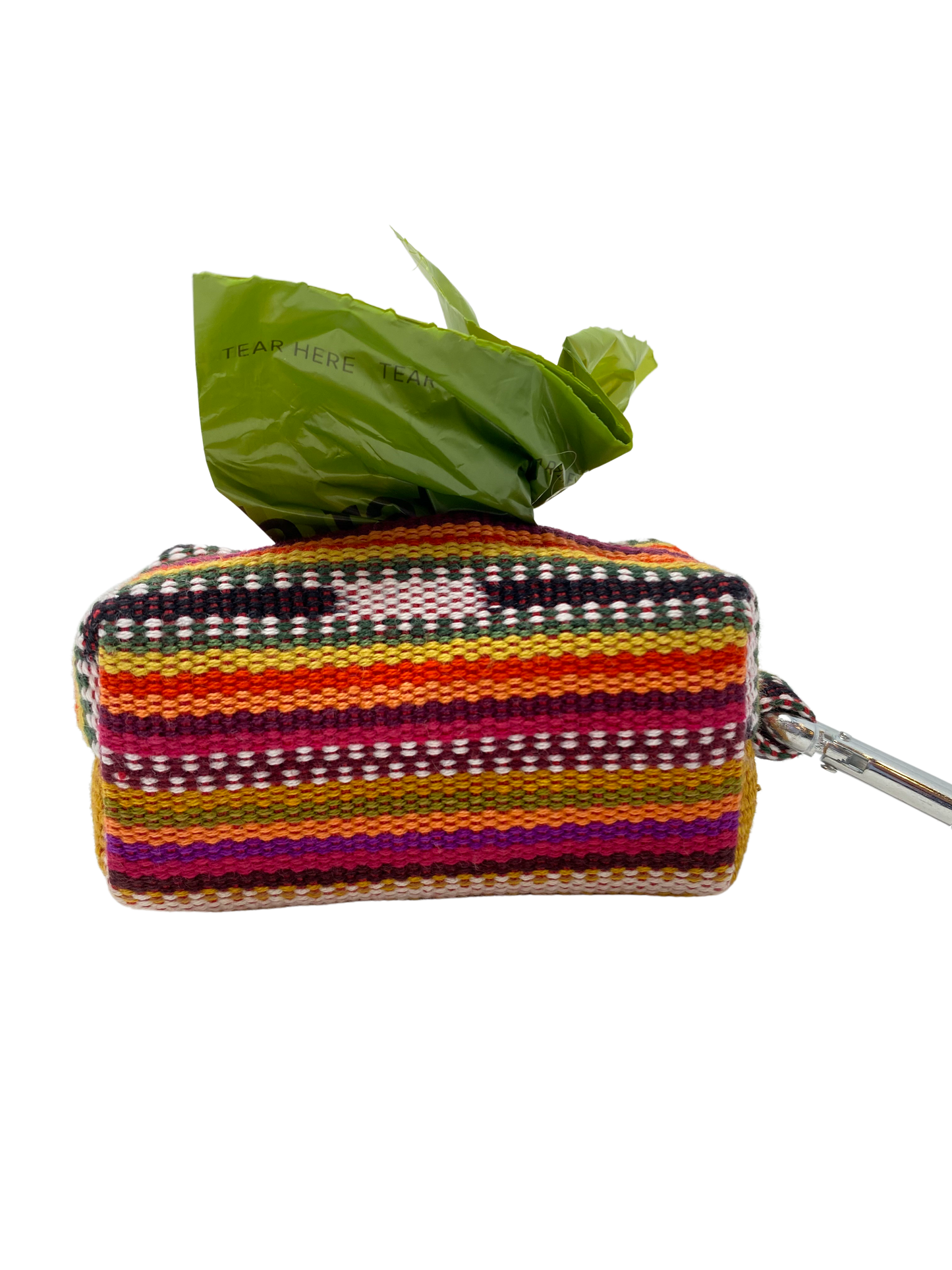 Summer Hat Dog Waste Bag Holder (with biodegradable poop bags) clips on to leash + Fair Trade