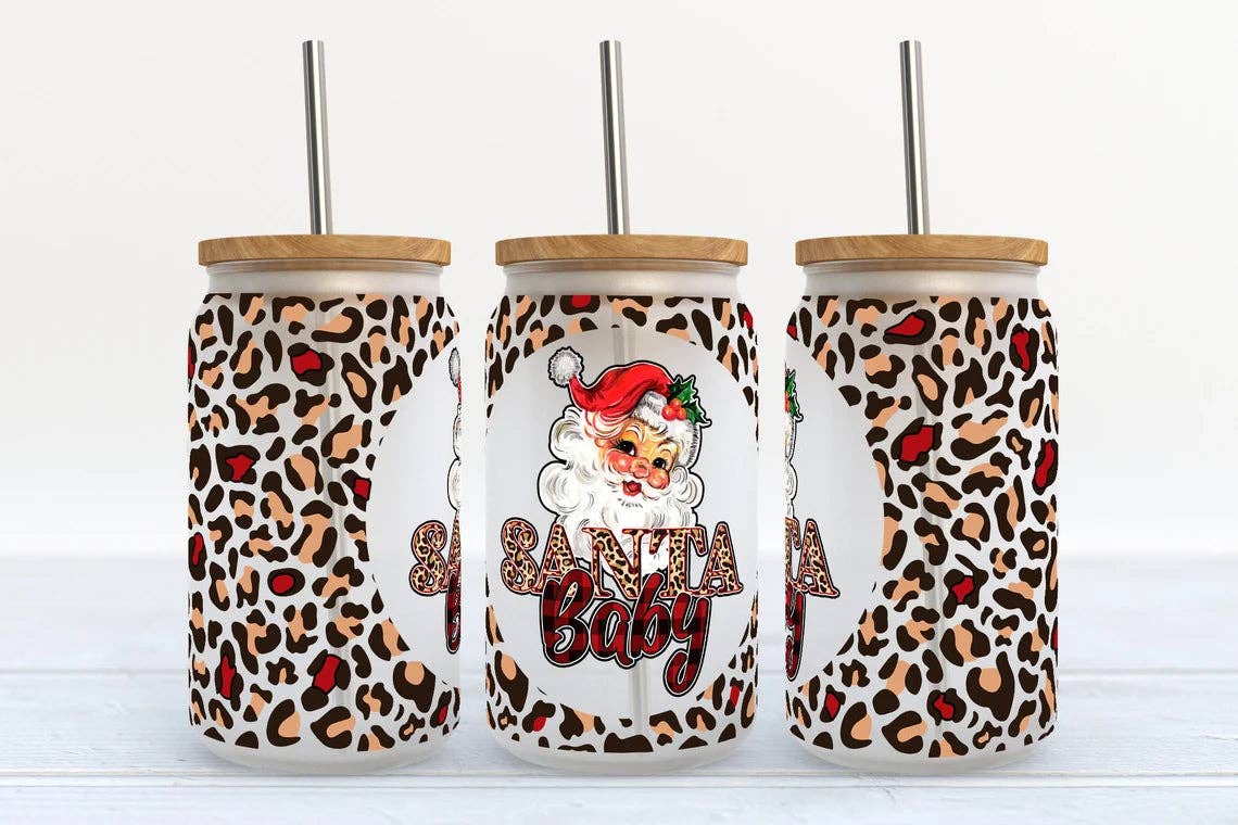 Santa Baby Christmas 16oz Libbey Glass Tumbler