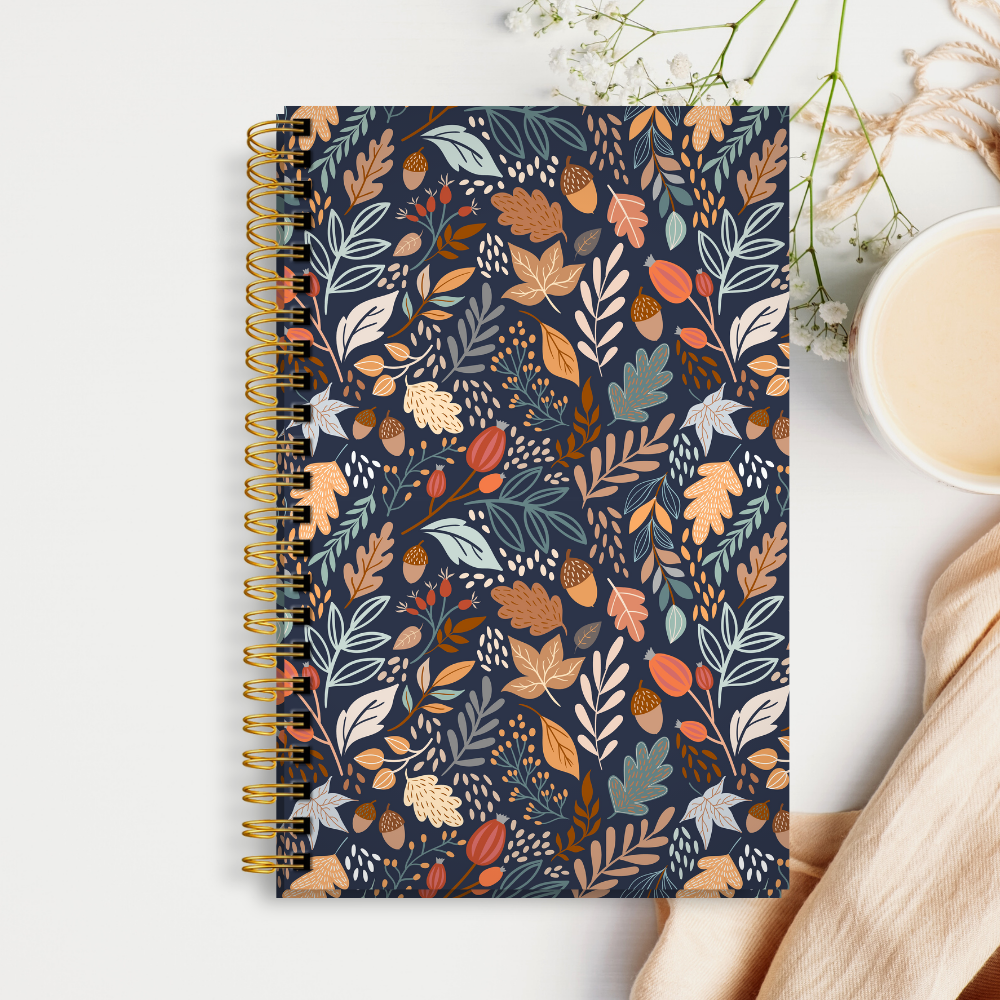 Hardcover Spiral Journal —Acorns & Leaves