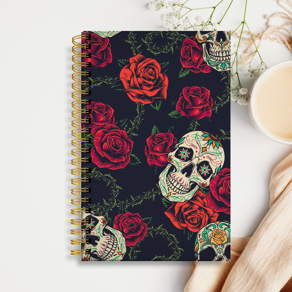 Hardcover Spiral Journal — Skull & Roses