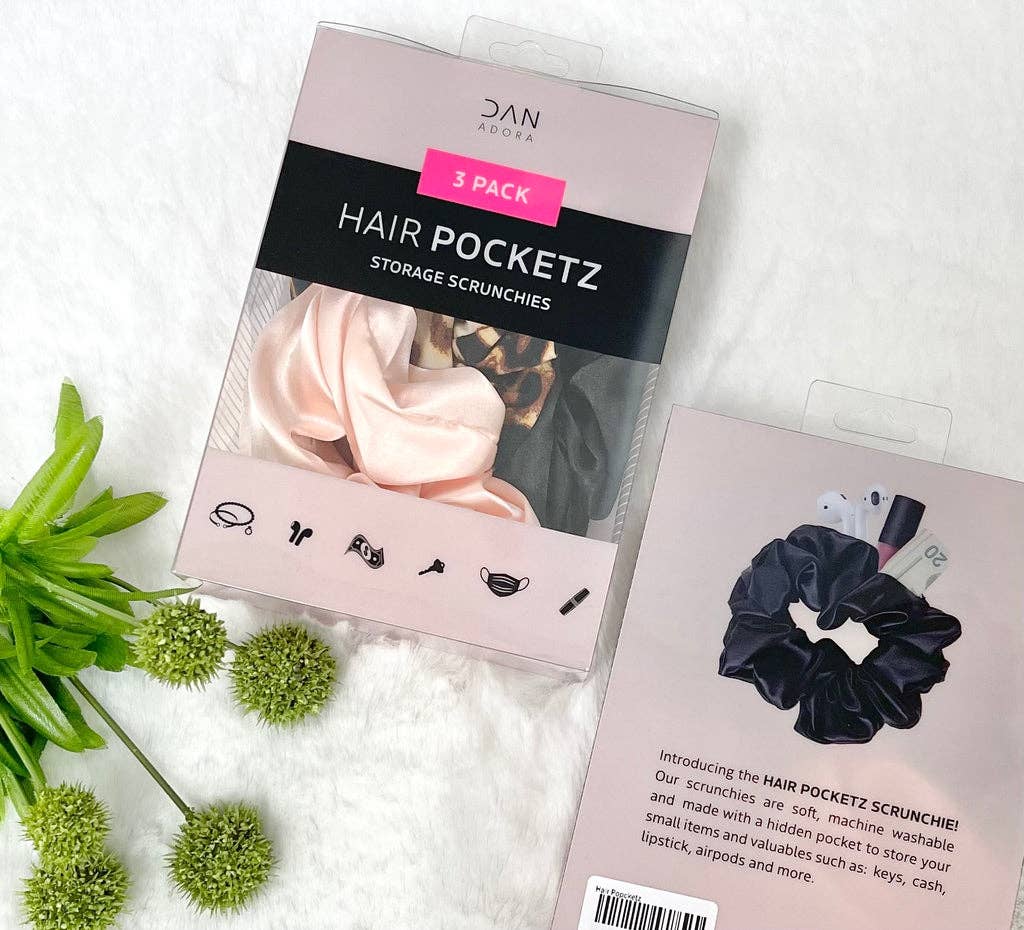 Scrunchies With Hidden Pocket - 3 Pcs