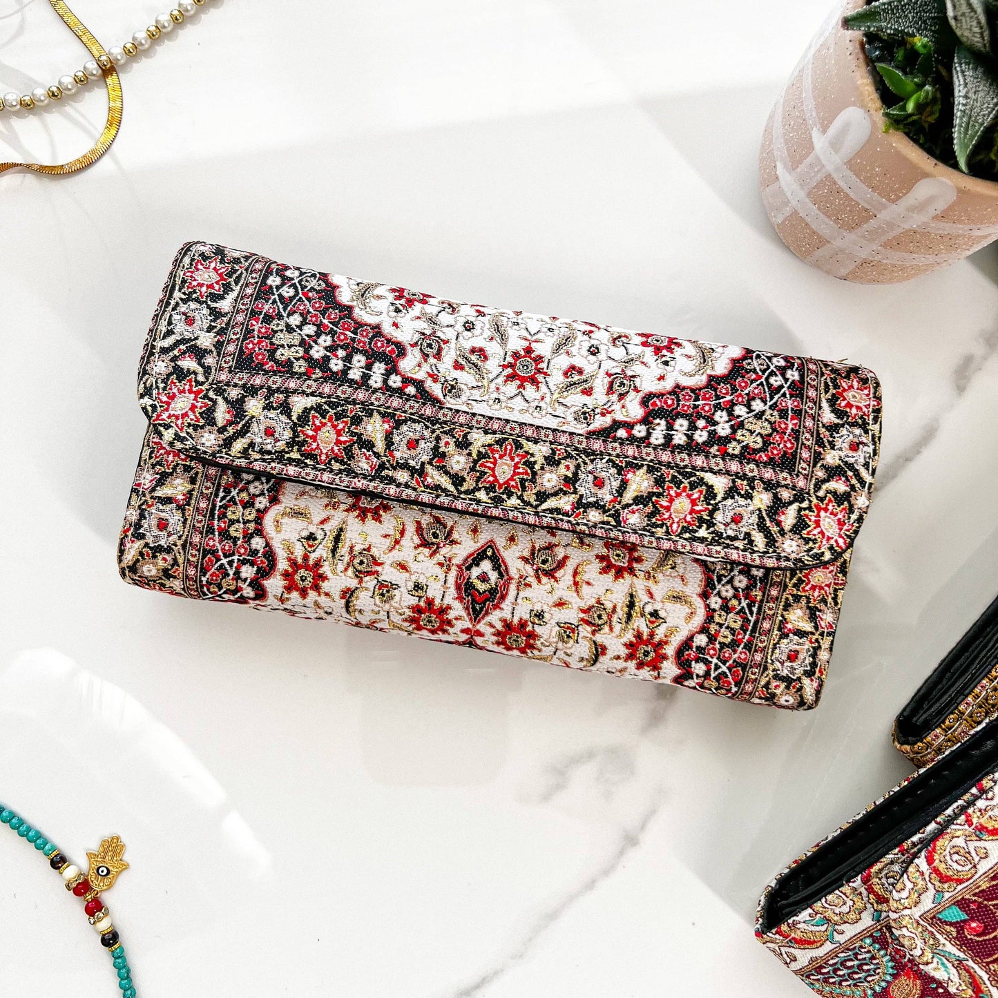 Boho Style Wallet for Women, Beige Wallet Women