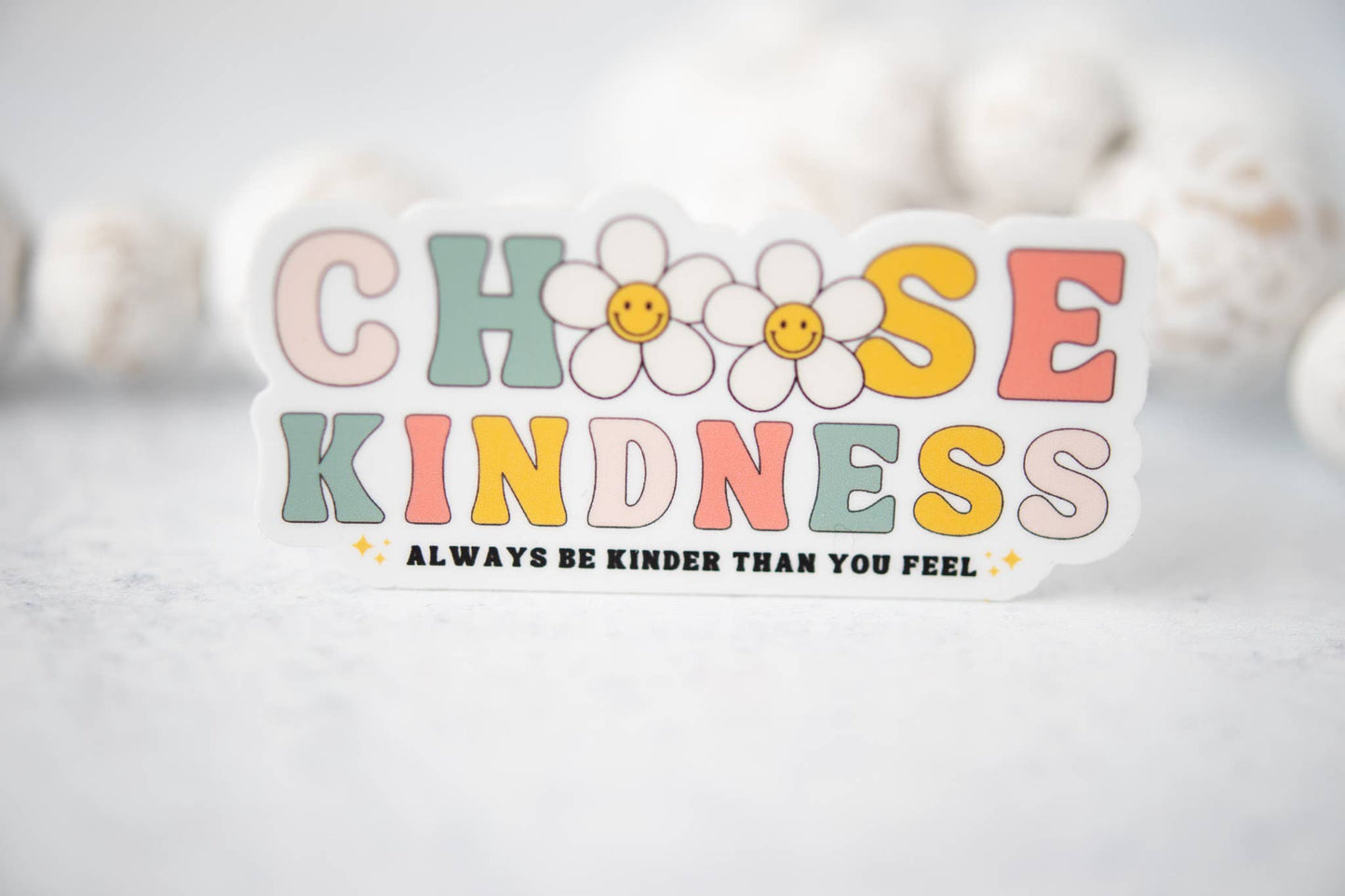 Choose Kindness, Pastel Floral Vinyl Sticker, 3x3 in