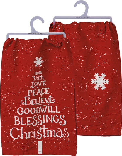 Love Peace Blessings Christmas Kitchen Towel