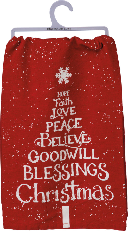 Love Peace Blessings Christmas Kitchen Towel