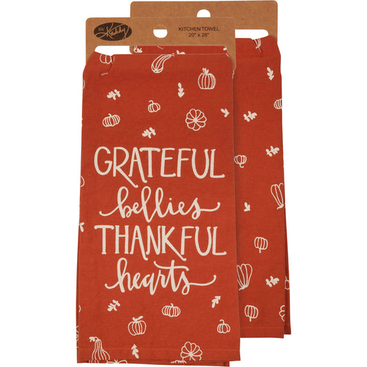 Grateful Bellies Thankful Hearts Kitchen Towel