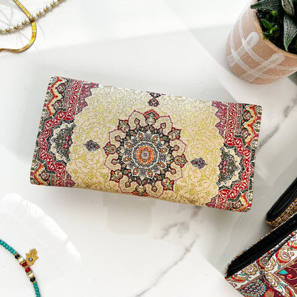Rug Design Fabric Wallet, Trifold Wallet for Women