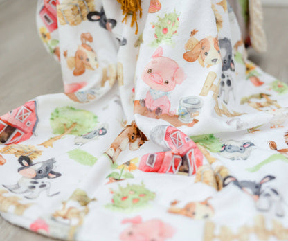 Baby & Toddler Minky Blanket - Farm Animals