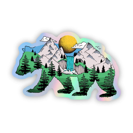 Holographic Nature Bear Sticker