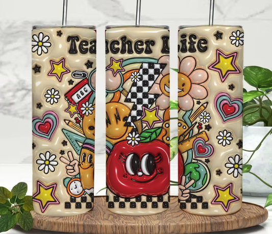 Puffy Teacher Life Tumbler