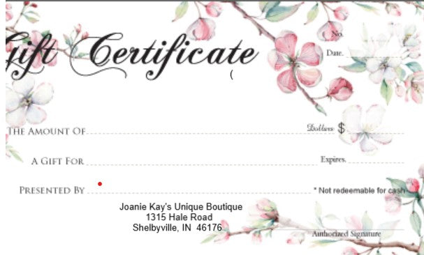 Joanie Kay's Gift Certificate