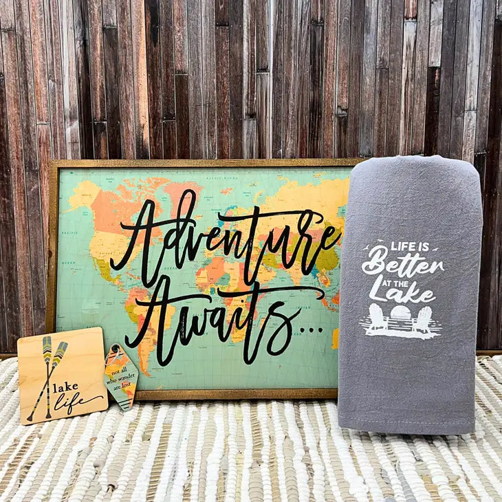 Life Is Better At The Lake - Gray Hand Towel
