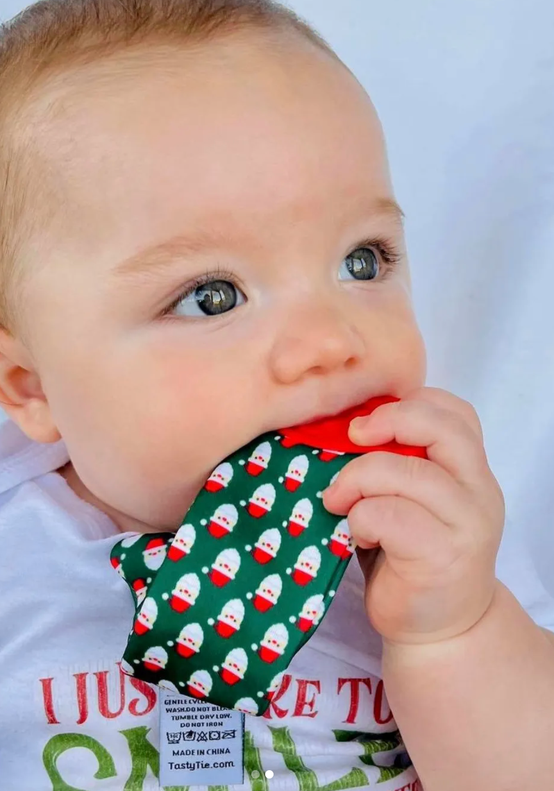 Tasty Tie Teether, Crinkle Toy, Baby Boy Gift (Santa)