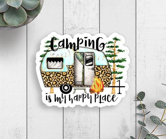Camping Is My Happy Place Vinyl Sticker