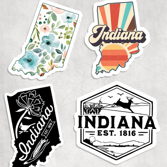 Indiana Stickers: Design 2 - Retro