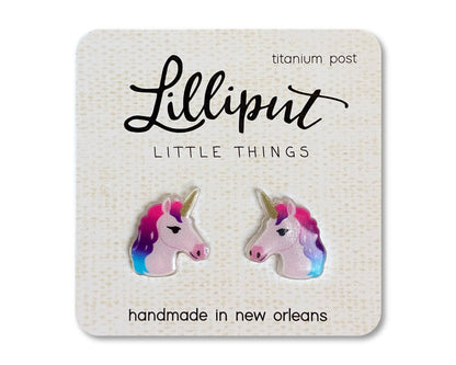 Rainbow Unicorn Earrings: White