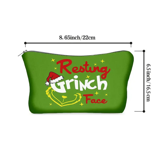 Resting Grinch Face Zipper Makeup/Storage Bag