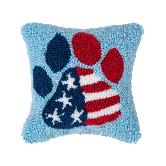 Patriotic Paw Dog Flag 4th of July Throw Pillow