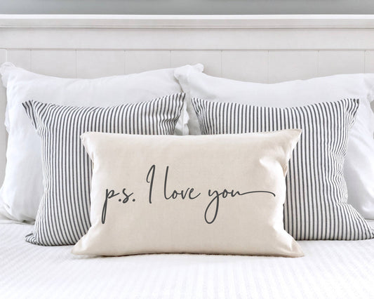 P.S. I Love You Pillow Cover 12x20 inch