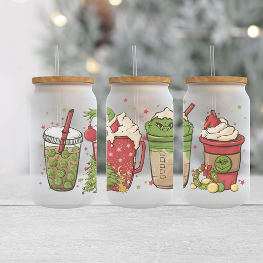 Grinch - Frosted Can Glass