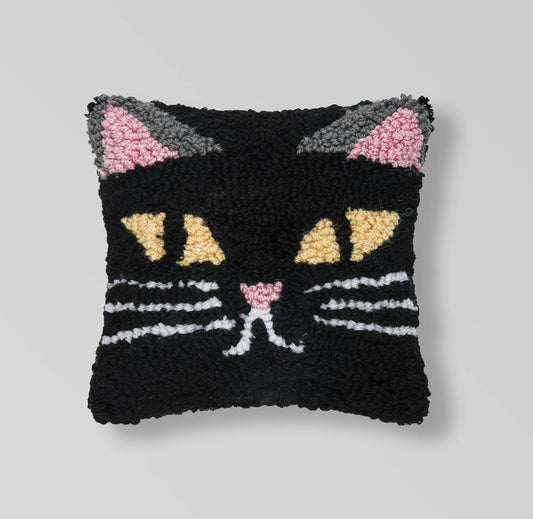 Halloween Spooky Cat Face Hooked Pillow
