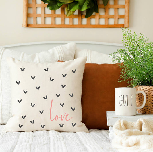 Love with hearts Pillow Cover 18x18 inch