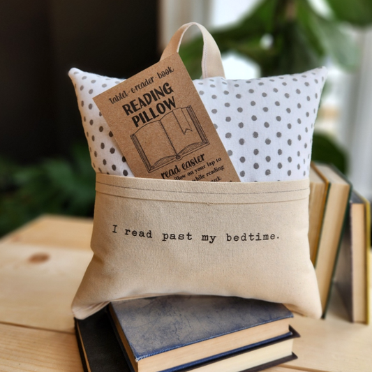 Reading Pillow- I Read Past My Bedtime, Neutral, Dots