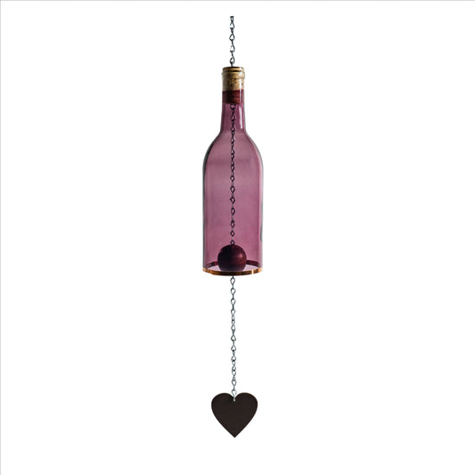 Wine Bottle Wind Chimes w/Copper Trim - Purple