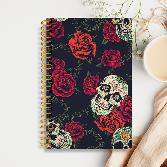 Hardcover Spiral Journal —  Skull & Roses